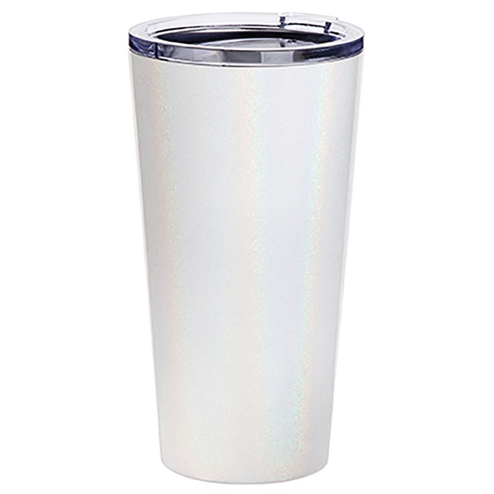 20 OZ STAINLESS STEEL SKINNY TUMBLER - WHITE GLITTER